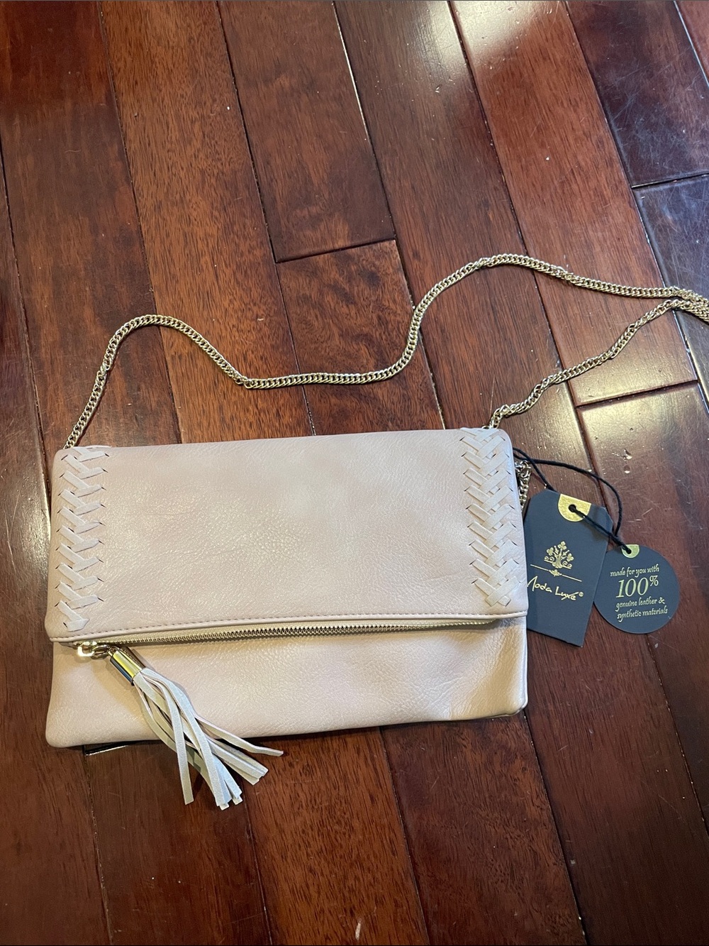 Moda Luxe Palermo clutch Blush Leather Chain Crossbody Bag